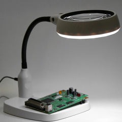 Desktop With 21 LED Lights 10X HD Reading Repair Metal Hose Magnifier, EU Plug, US Plug