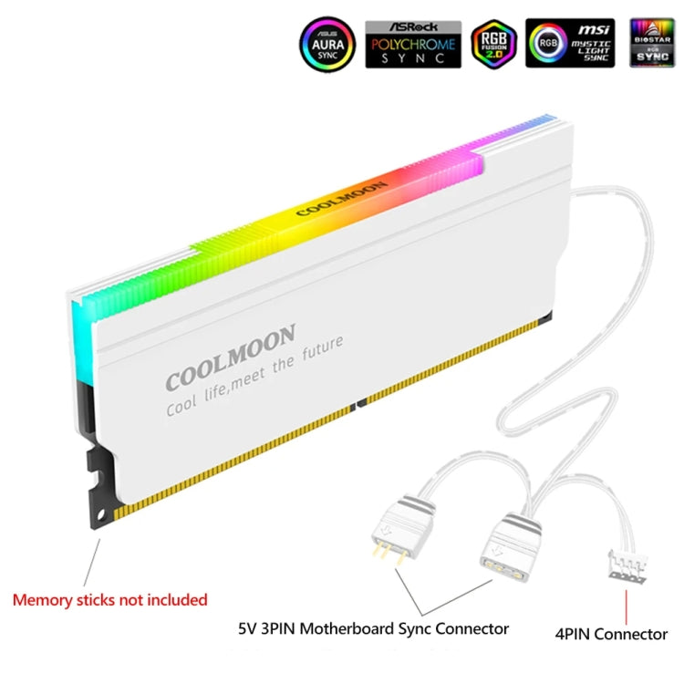 COOLMOON CM-RA1 ARGB Memory Vest Desktop Computer Memory Stick Cooling Case, CM-RA1 COOLMOON CM-RA1 ARGB Memory Vest Desktop Computer Memory Stick Cooling Case, CM-RA1