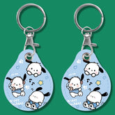 2pcs Cute Sensor Access Door Card Cover Keychain Elevator Water Drops Round Key Holder, Three Pachas, Three Pandas, Three Mickeys, Lovely Pacha