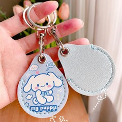 2pcs Cute Sensor Access Door Card Cover Keychain Elevator Water Drops Round Key Holder, Three Pachas, Three Pandas, Three Mickeys, Lovely Pacha