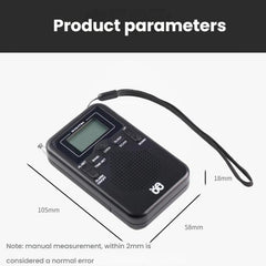 Portable FM/AM Clock-Controlled Stereo Pocket Radio Player