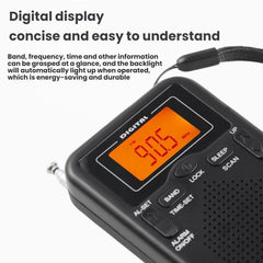 Portable FM/AM Clock-Controlled Stereo Pocket Radio Player
