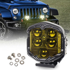 OL-21W03Y 7 Inch 3-Sided Illumination High / Low Beam Car Modified Work Light Roof Light A-Pillar Spotlights