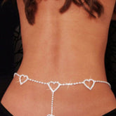 Vintage Heart Waist Chain Sexy Rhinestone Belts, Length: 120cm