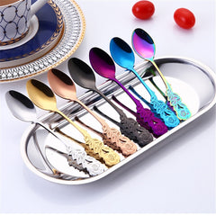 Small Mini Stainless Steel Rose Flower Coffee Spoon Strring Spoon Teaspoon Tea Spoon Dessert Spoon Long Handle Tableware