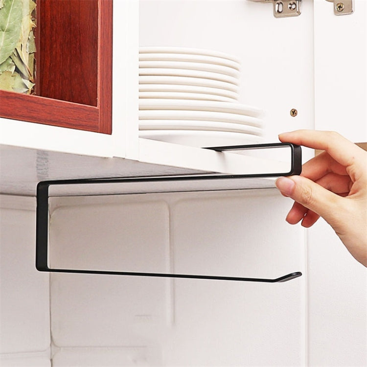 Door Cabinet Hanging Paper Towel Rack Partition Layer Kitchen Paper Cling Film Storage Rack, Black Door Cabinet Hanging Paper Towel Rack Partition Layer Kitchen Paper Cling Film Storage Rack, Black