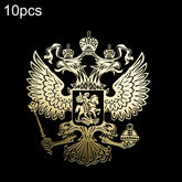10 PCS PITREW Coat of Arms of Russia Emblem Nickel Metal Car Stickers Decals(Gold)