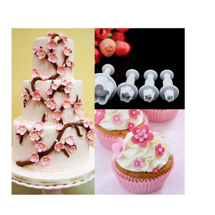 4pcs / Set Plum Fondant Cake Spring Print Stamper Baking Biscuit Mould, Plum Shape 4pcs / Set Plum Fondant Cake Spring Print Stamper Baking Biscuit Mould, Plum Shape
