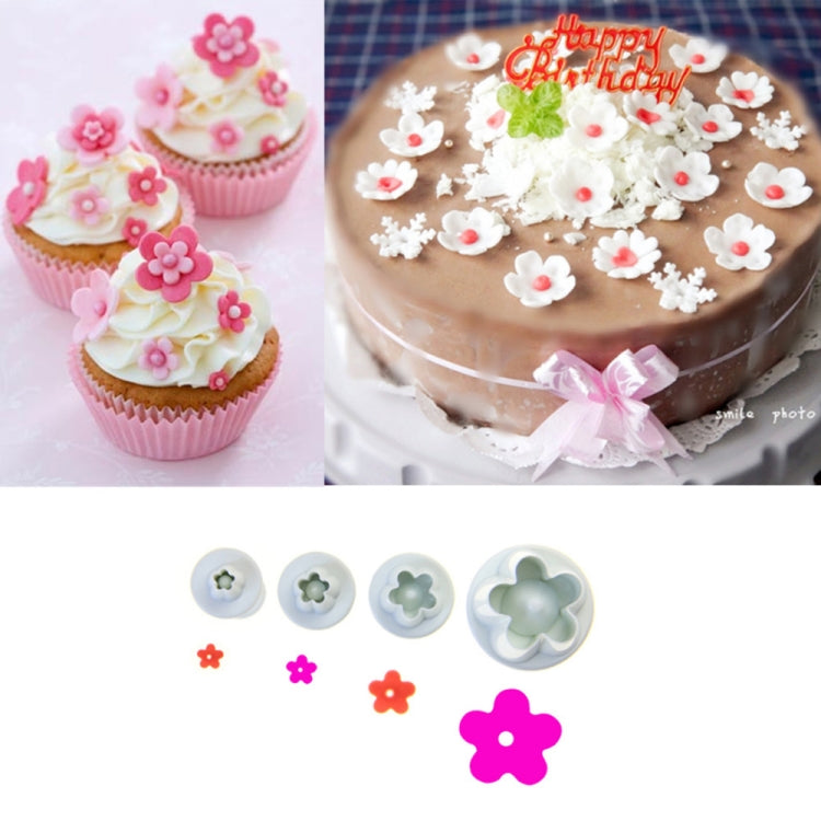 4pcs / Set Plum Fondant Cake Spring Print Stamper Baking Biscuit Mould, Plum Shape 4pcs / Set Plum Fondant Cake Spring Print Stamper Baking Biscuit Mould, Plum Shape
