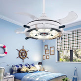 Creative Rudder Fan Light Children Bedroom Invisible Small Ceiling Fan with 3 Gear Dimming
