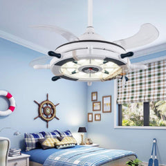Creative Rudder Fan Light Children Bedroom Invisible Small Ceiling Fan with 3 Gear Dimming