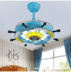 Creative Rudder Fan Light Children Bedroom Invisible Small Ceiling Fan with 3 Gear Dimming