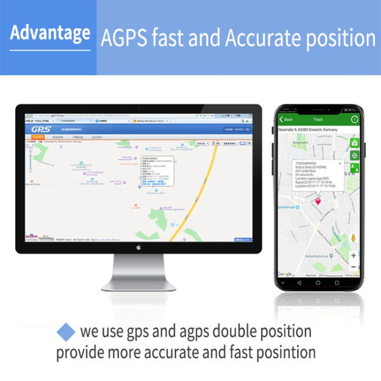 TK202B 2G Car Truck Vehicle Tracking GSM GPRS GPS Tracker Support AGPS, Battery Capacity: 5000MA TK202B 2G Car Truck Vehicle Tracking GSM GPRS GPS Tracker Support AGPS, Battery Capacity: 5000MA