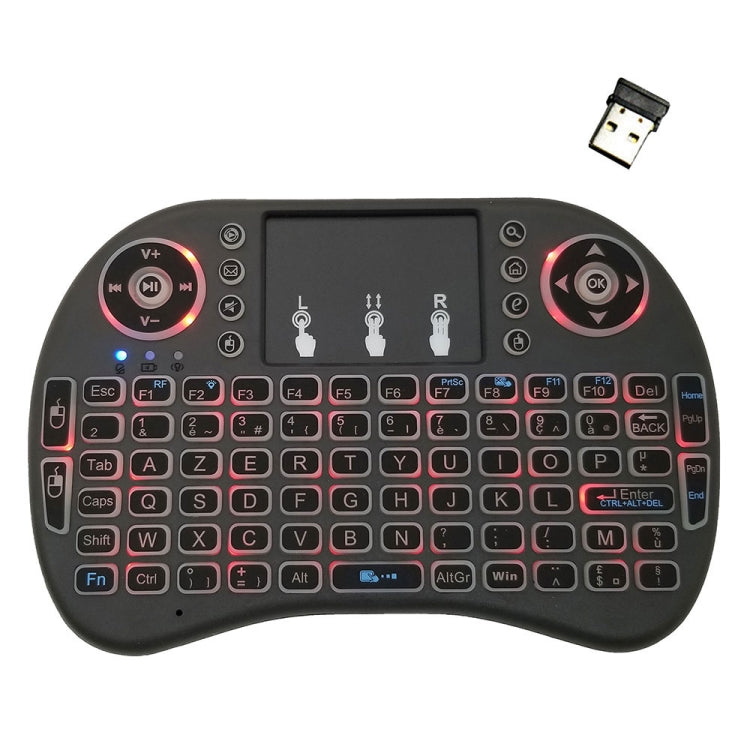 Support Language: French i8 Air Mouse Wireless Backlit Keyboard with Touchpad for Android TV Box & Smart TV & PC Tablet & Xbox360 & PS3 & HTPC/IPTV Support Language: French i8 Air Mouse Wireless Backlit Keyboard with Touchpad for Android TV Box & Smart TV & PC Tablet & Xbox360 & PS3 & HTPC/IPTV