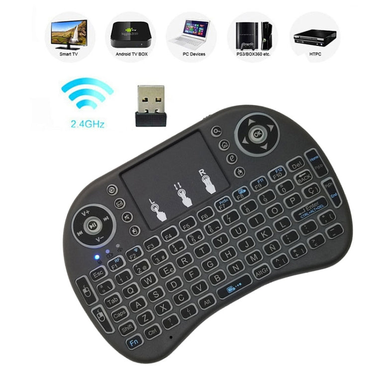 Support Language: Spanish i8 Air Mouse Wireless Keyboard with Touchpad for Android TV Box & Smart TV & PC Tablet & Xbox360 & PS3 & HTPC/IPTV Support Language: Spanish i8 Air Mouse Wireless Keyboard with Touchpad for Android TV Box & Smart TV & PC Tablet & Xbox360 & PS3 & HTPC/IPTV