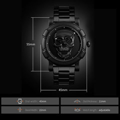SKMEI 9178 Skull Pattern Multifunctional Outdoor Men Fashion Waterproof Quartz Wrist Watch