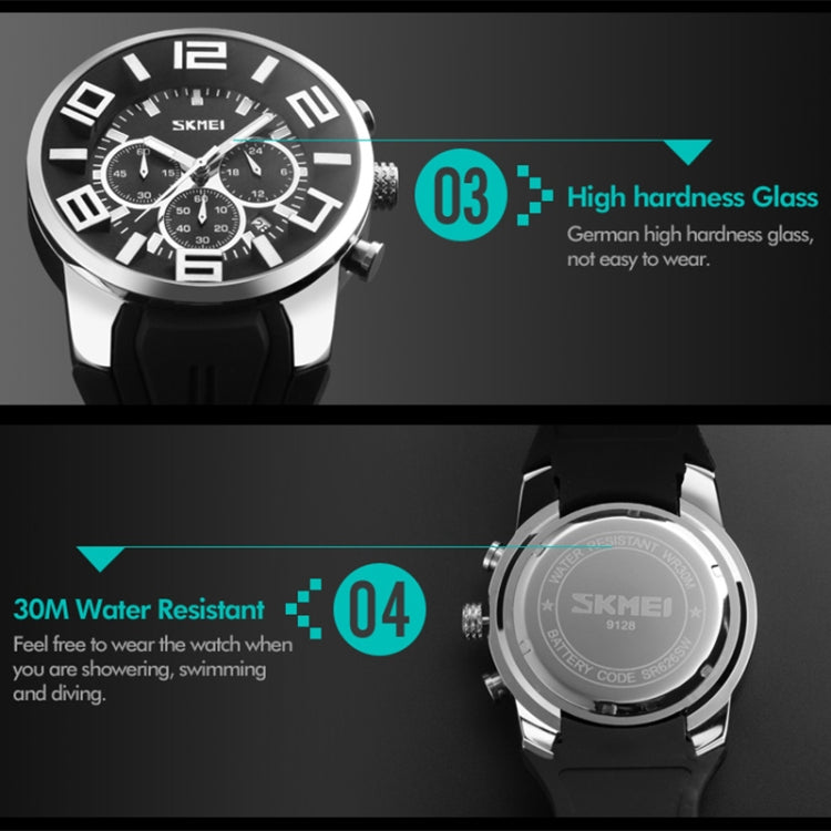 SKMEI 9128 Fashion Multifunctional 3D Large Dial Sports Wristwatch 30m Waterproof Quartz Watch SKMEI 9128 Fashion Multifunctional 3D Large Dial Sports Wristwatch 30m Waterproof Quartz Watch