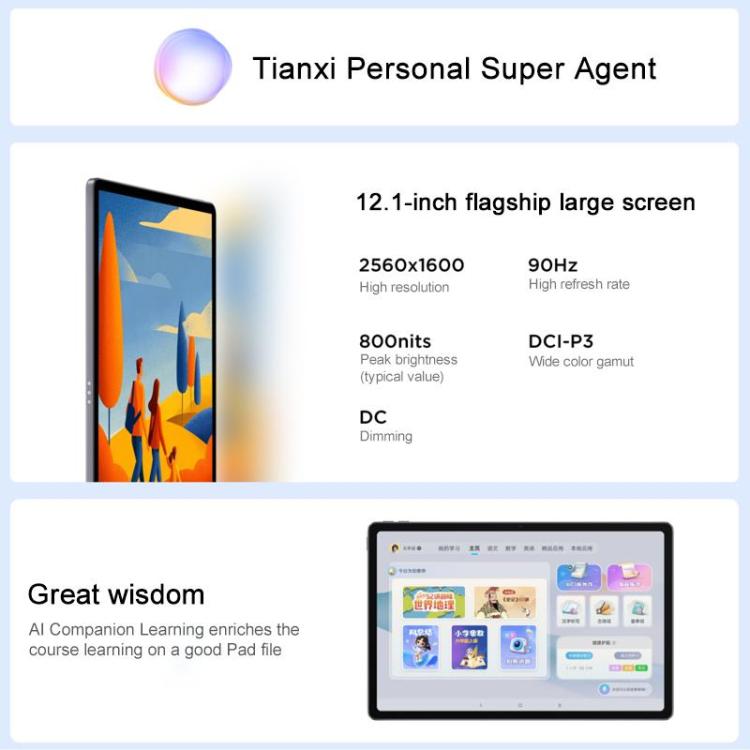 Lenovo Xiaoxin Pad 12.1 inch 2025 WiFi Tablet, 8GB+128GB, MediaTek Dimensity 6400 Octa Core,US Plug Lenovo Xiaoxin Pad 12.1 inch 2025 WiFi Tablet, 8GB+128GB, MediaTek Dimensity 6400 Octa Core,US Plug