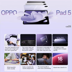 OPPO Pad 5 12.1 inch Tablet PC, 16GB+512GB, ColorOS 16.0 MediaTek Dimensity 9400+ Octa Core