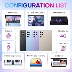 Pad 9 Pro 10.1 inch 4G LTE Tablet PC Combo Set, 4GB+32GB, Android 10 MT6755 Octa Core, with Keyboard / Mouse / Leather Case, EU Plug