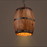 Vintage Barrel Chandelier Creative Wooden Wine Barrel Lighting Personalized Cafe Bar Light