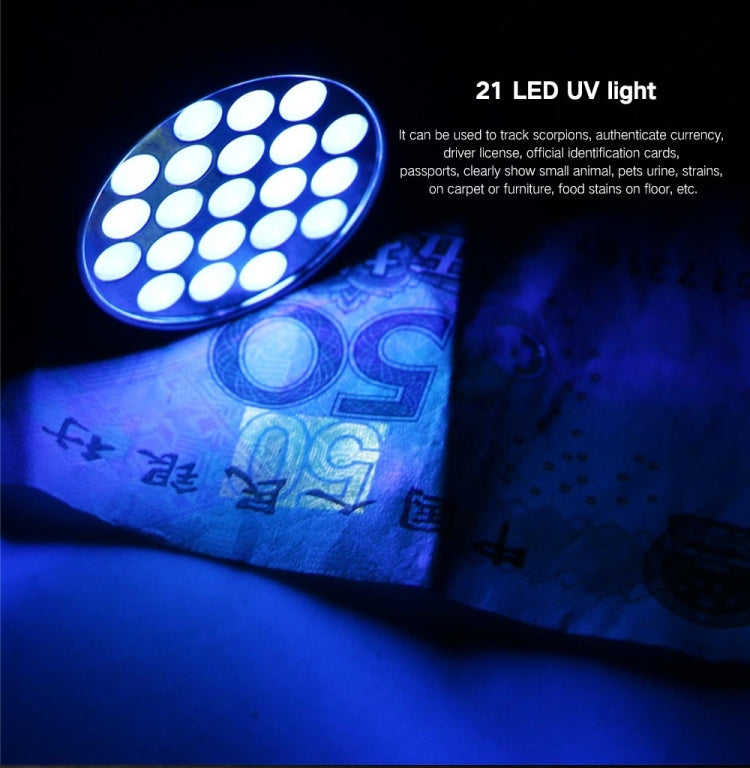 UV 21 LEDs 395NM Ultra Violet Torch LED Flashlight Light Lamp Detector for Dog Urine Pet Stains UV 21 LEDs 395NM Ultra Violet Torch LED Flashlight Light Lamp Detector for Dog Urine Pet Stains