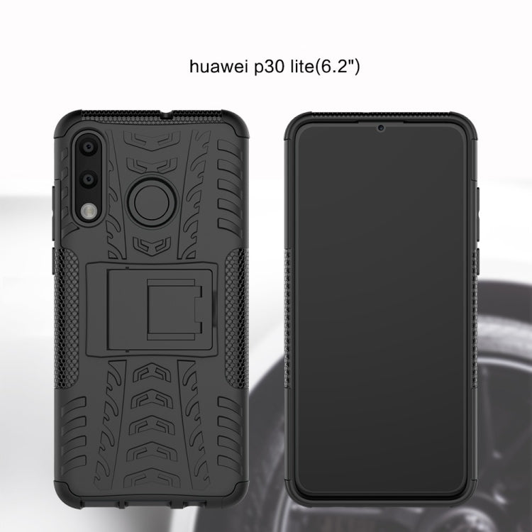 Tire Texture TPU+PC Shockproof Phone Case for Huawei P30 Lite / Nova 4e, with Holder Tire Texture TPU+PC Shockproof Phone Case for Huawei P30 Lite / Nova 4e, with Holder