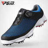 PGM Golf Waterproof Microfiber Leather Wide Sole Rotating Shoelaces Sneakers Outdoor Sport Shoes for Men(Color:Grey Blue Size:44)