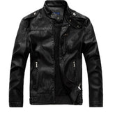 Men Plus Velvet Motorcycle Jacket Coat (Color:Coffee Size:XXXL)