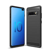 Brushed Texture Carbon Fiber TPU Case for Galaxy S10+