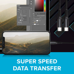 Maplin USB-C to USB-C 60W PD Braided Cable - Black