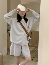 Casual Sports Knitted Sweater Shorts Suit