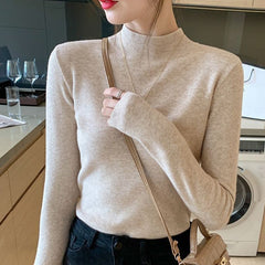 Inner Knitted Bottoming Shirt Slim Fit Slimming Long Sleeves Versatile Western Style Top