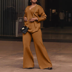 Women's Pure Color Thickened Suede Split Sleeve Two-piece Suit