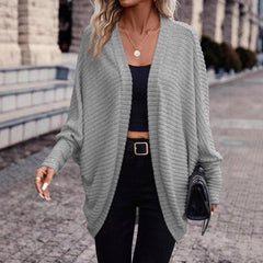 Solid Color And V-neck Loose Knitted Sweater