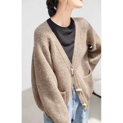 Winter New Horn Button Loose Sweater Coat