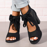 Platform Chunky High Heels Women's Sandals Bow Decoration Open Toe Block Ankle Strap Sandals For Dress Bridal Party Shoes