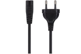 Maplin Power Lead IEC C7 Fig 8 2 Pin Plug to Euro 2 Pin Plug - 2m (Not Fused)