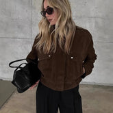 Jacket Brown Coat Front Zipper Short Trench Coat Coat