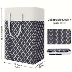 75L Large Laundry Basket with Extended Handle – Foldable Dirty Clothes Storage Bag, Gray Laundry Hamper for Bathroom, Bedroom, Dorm & Laundry Room