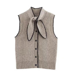 Women's European And American Style French Fashion Bowknot Decoration Vest