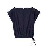 Foreign Trade Wholesale Off-neck Flounced Sleeve Linen Shirt Top Wide Leg Trousers