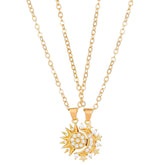 2pcs Necklace Sun And Moon Magnetic Pendant Clavicle Chain Necklace For Couple Lovers