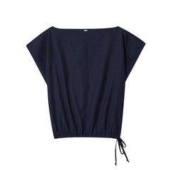 Foreign Trade Wholesale Off-neck Flounced Sleeve Linen Shirt Top Wide Leg Trousers