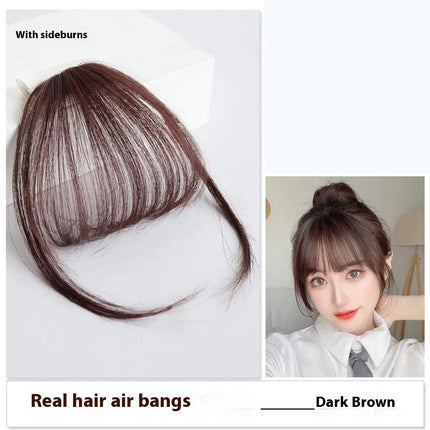 European And American Real Hair Bangs Wig Set Clip-in Bang Women's Natural Light