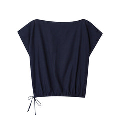 Foreign Trade Wholesale Off-neck Flounced Sleeve Linen Shirt Top Wide Leg Trousers