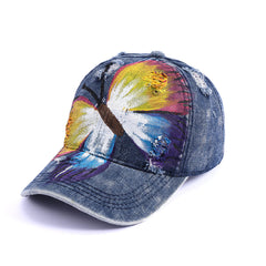 Foreign Trade Hand-painted Butterfly Hat European And American Retro Simplicity Baseball Cap Men And Women Outdoor Peaked Cap Amazon Cowboy Hat