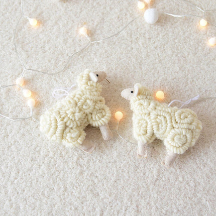 Wool felt little sheep Christmas pendant