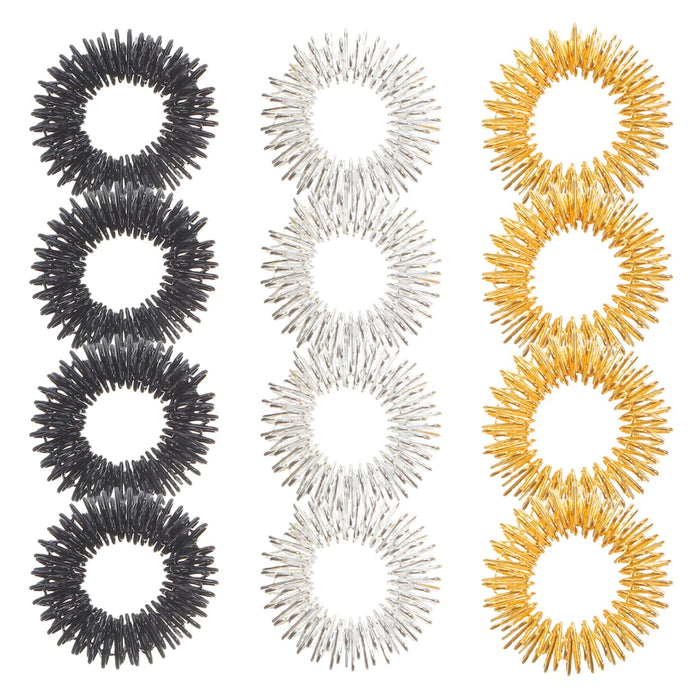 12pcs Spiky Sensory Finger Massage Massager – Golden, Silver & Black