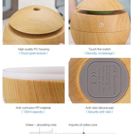 USB Aroma Essential Oil Ultrasonic Cold Steam Diffuser Air Humidifier Purifier 7 Color Change LED Night Light for Home Office